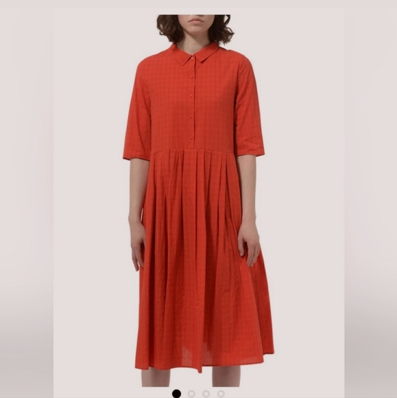 NWOT Apuntob Navy blue linen dress #medium - Picture 2 of 5